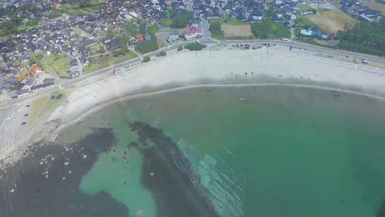 秋田235【象潟海水浴場】にかほ市《芭蕉の海はエメラルド》