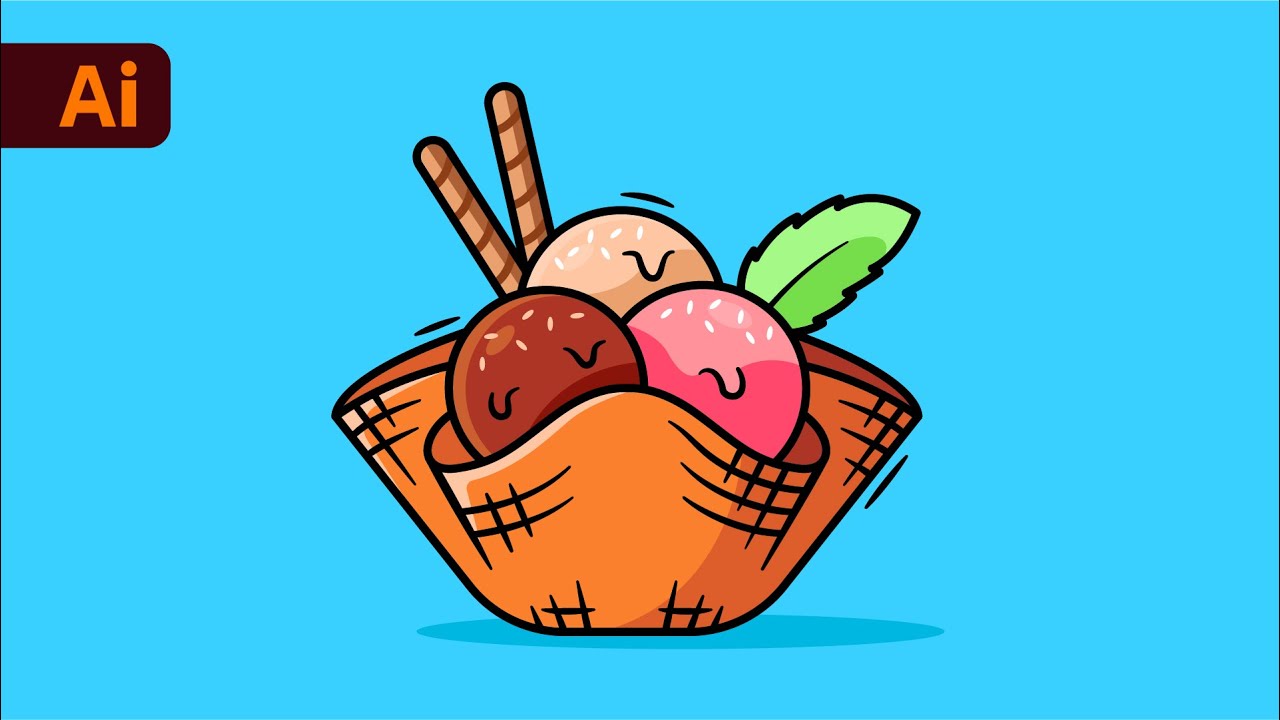 Adobe Illustrator Tutorial: Create Vector Ice Cream from Sketch (HD)