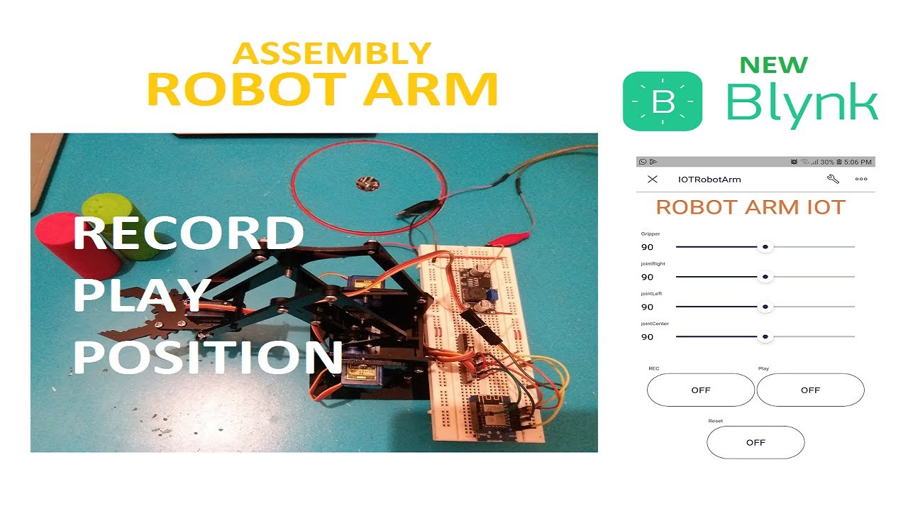 Cara membuat Robot Arm Esp8266 New Blynk | Record and Play | Project IOT