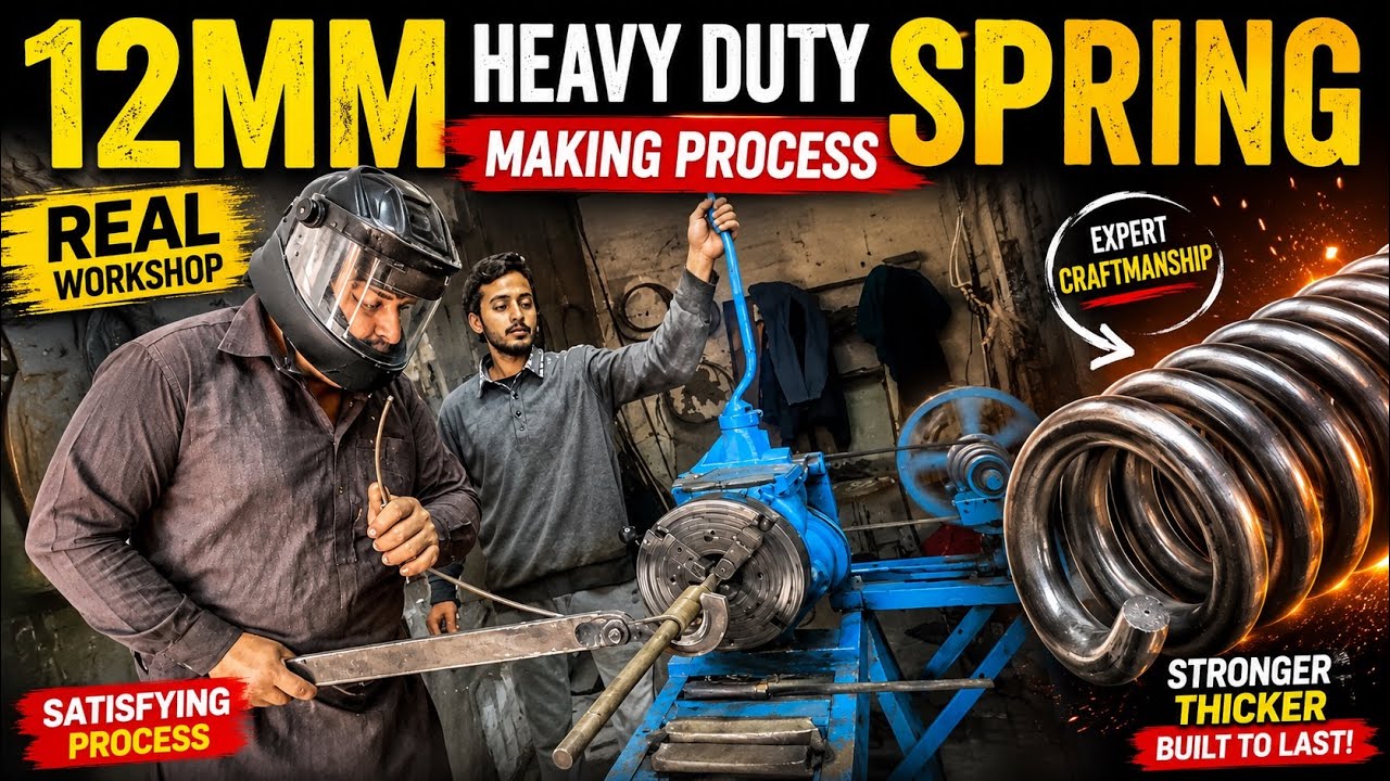 12mm Heavy Duty Spring Manufacturing Process | Giant Coil Spring Making | Satisfying Metalworking