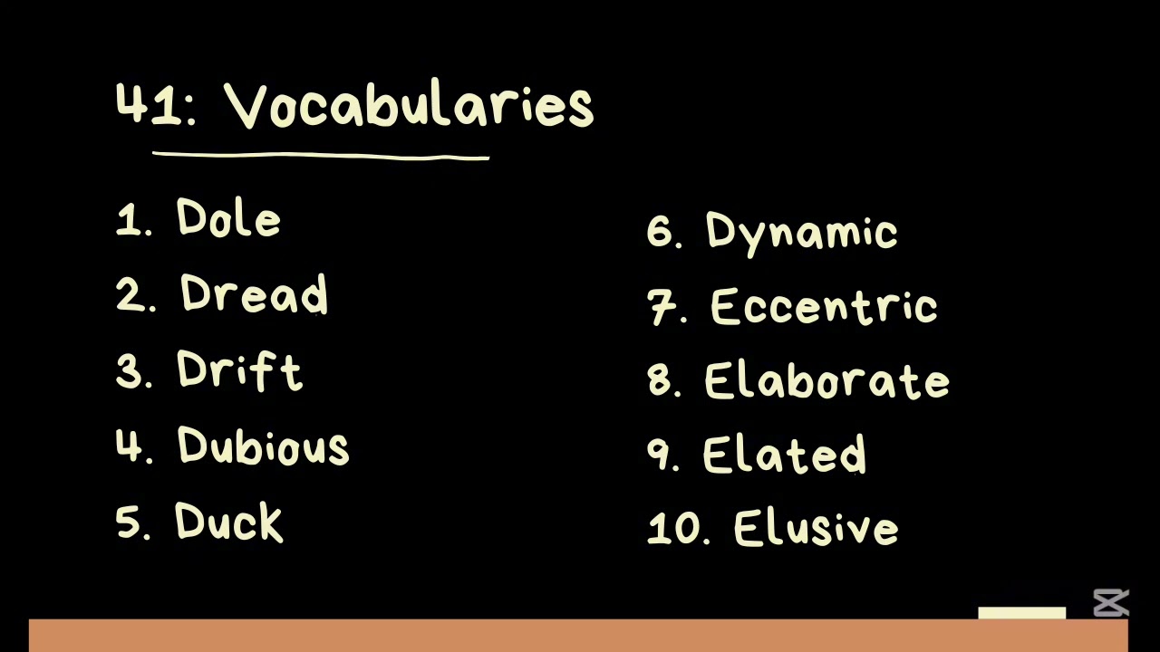 Lesson 41; English vocabulary (Ereyo)