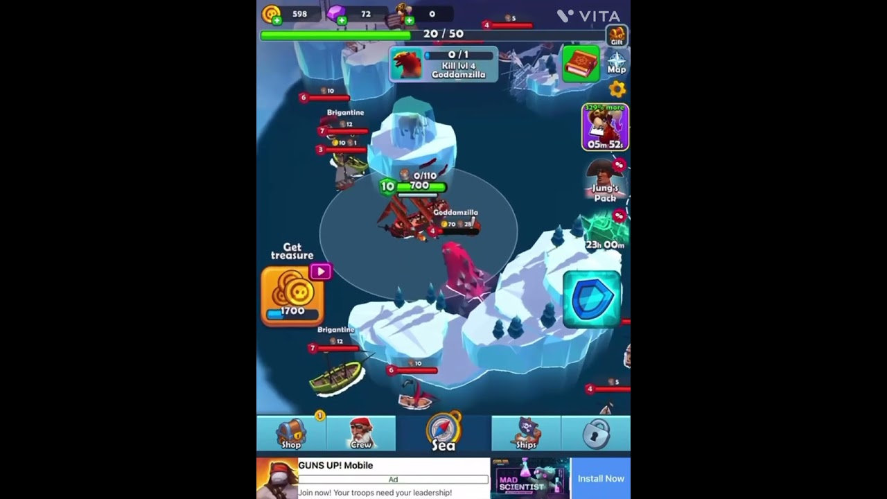 Goddamzilla Level 4 Boss Fight Pirate Raid: Caribbean Battle