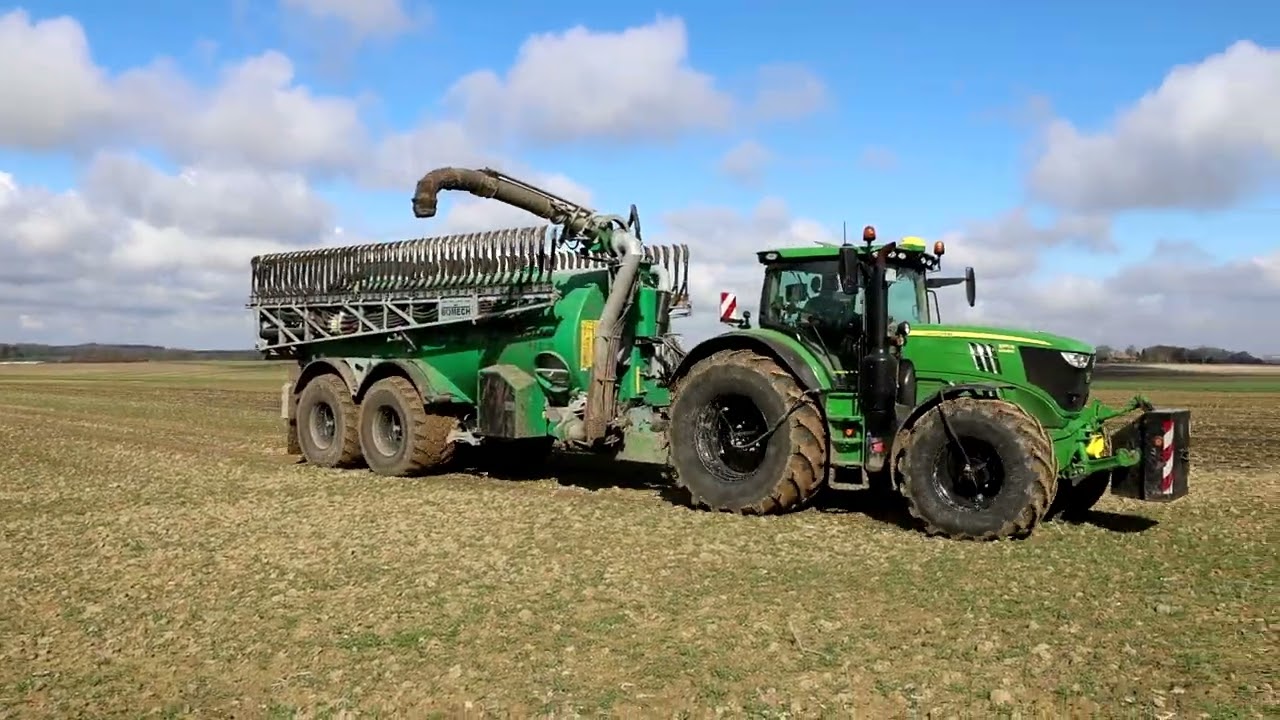 JohnDeere 6175R mit Samson PG II 20 plus Mercedes Zubringer.