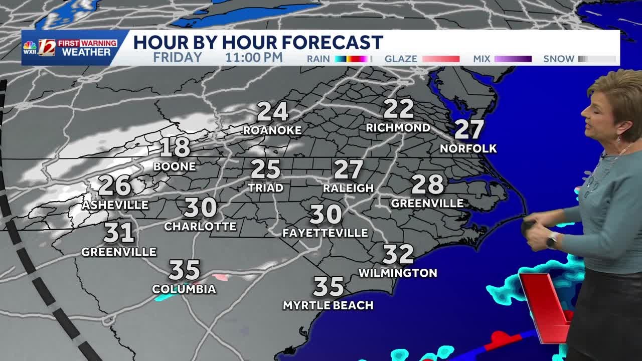 Snow moving into the Carolinas - Jan 30