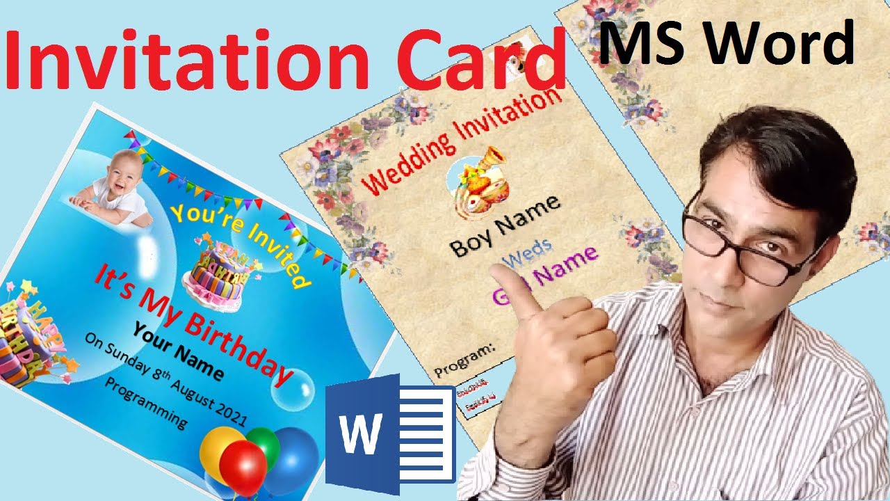 How to make Invitation card in MS Word | Invitation card in ms word |  Wedding and birthday