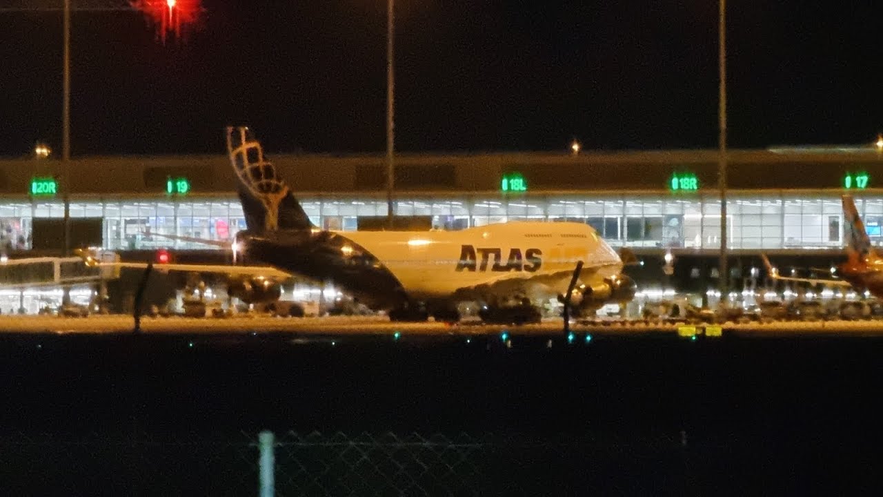 RARE Atlas Air Boeing 747-400 taxiing at Adelaide airport 