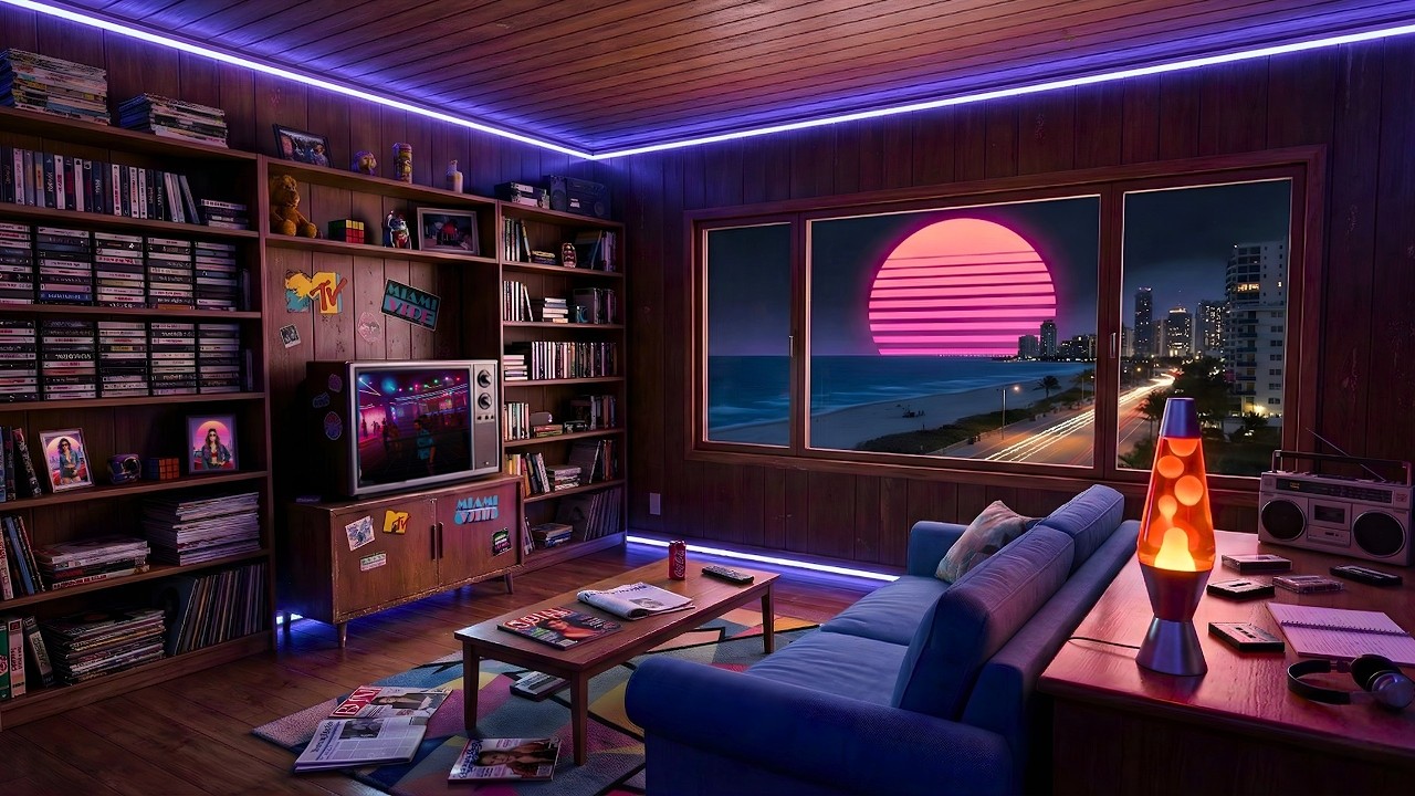 Chill Synthwave & Retrowave Lofi Music | 🌌 80s Synthpop Beats for Focus & Relax | Neon Retro Room 🌴