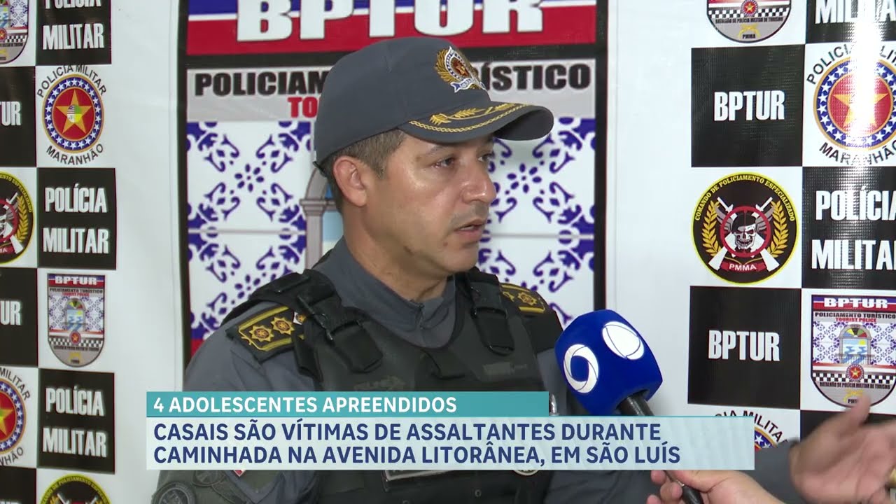 Polícia Militar conduz suspeitos de roubo de celular na Av. Litorânea