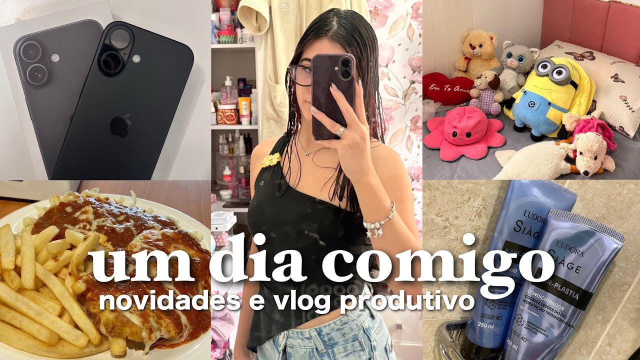 Vlog: um dia comigo 🌻| troquei de celular, shopping, cuidados com o cabelo, rotina produtiva, almoço