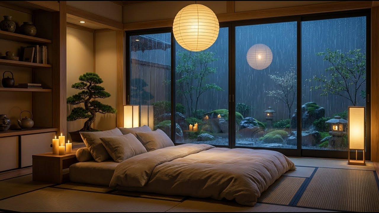 Heavenly Sleep: Rain and Felt Piano in Rainy Zen Bedroom for Fast Sleep and Total Relaxation 🎹🌧️