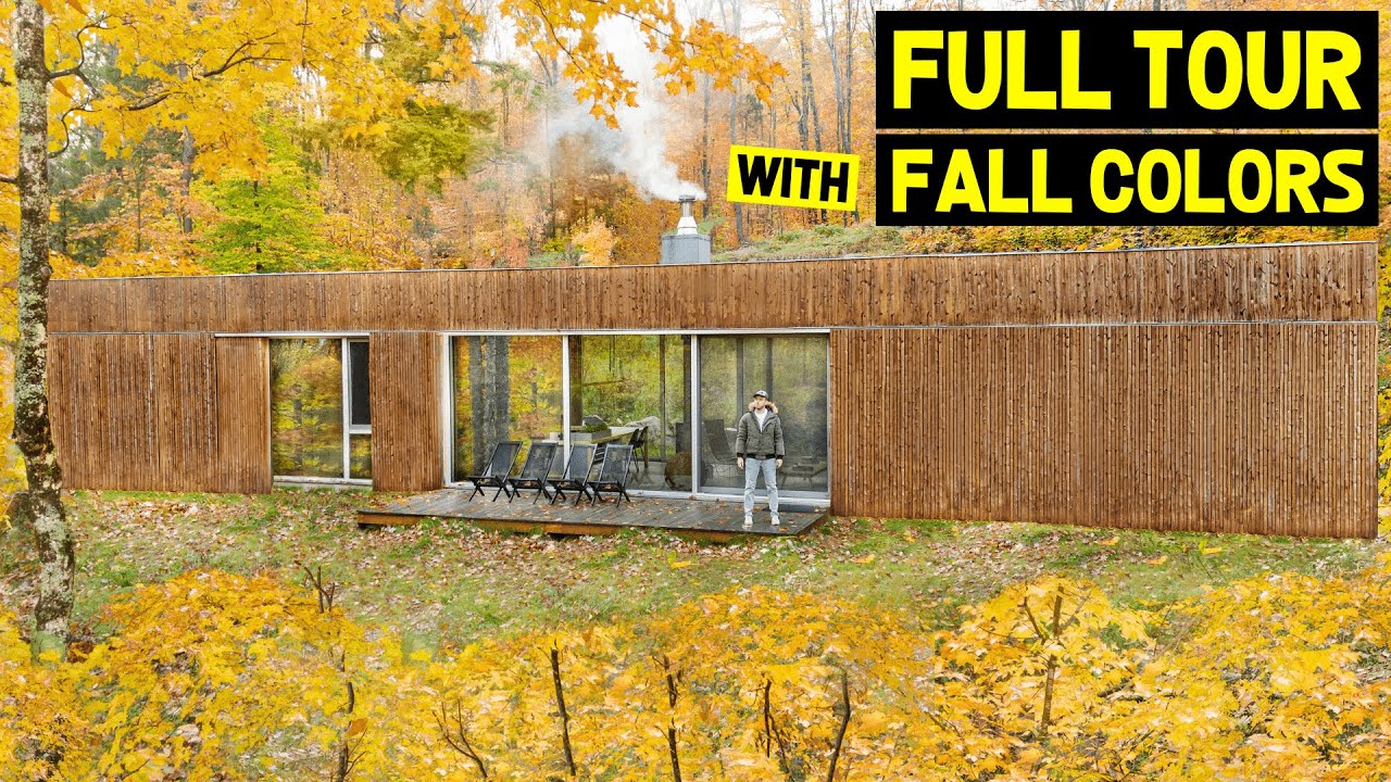 MINIMALIST SCANDINAVIAN & JAPANESE CABIN w/ Fall Colors! 🍁 (Full Tour)