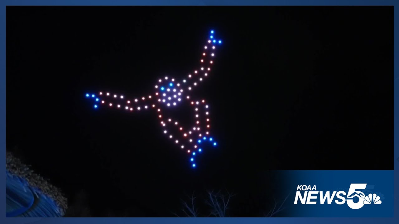 Coordinated light show in the skies above the Cheyenne Mountain Zoo