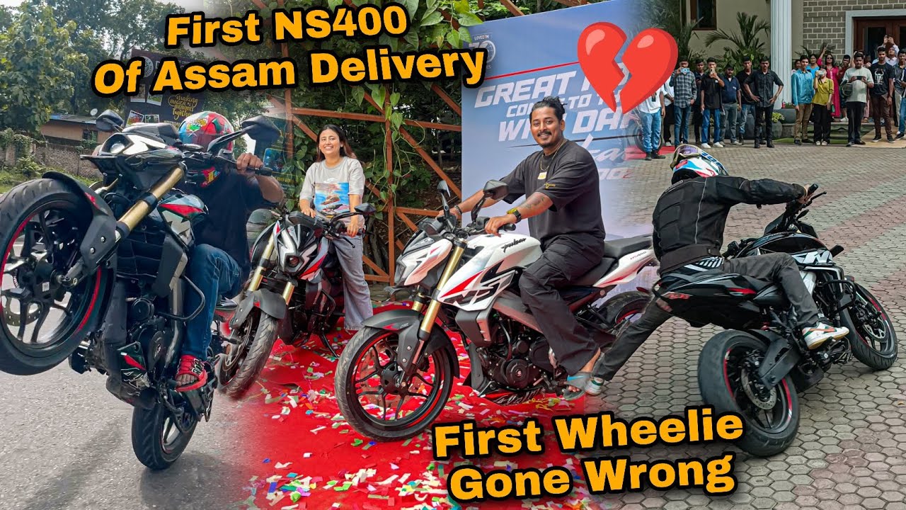 First NS400 Delivery Of Entire Assam 💔 First Ns400 Wheelie Gone Wrong
