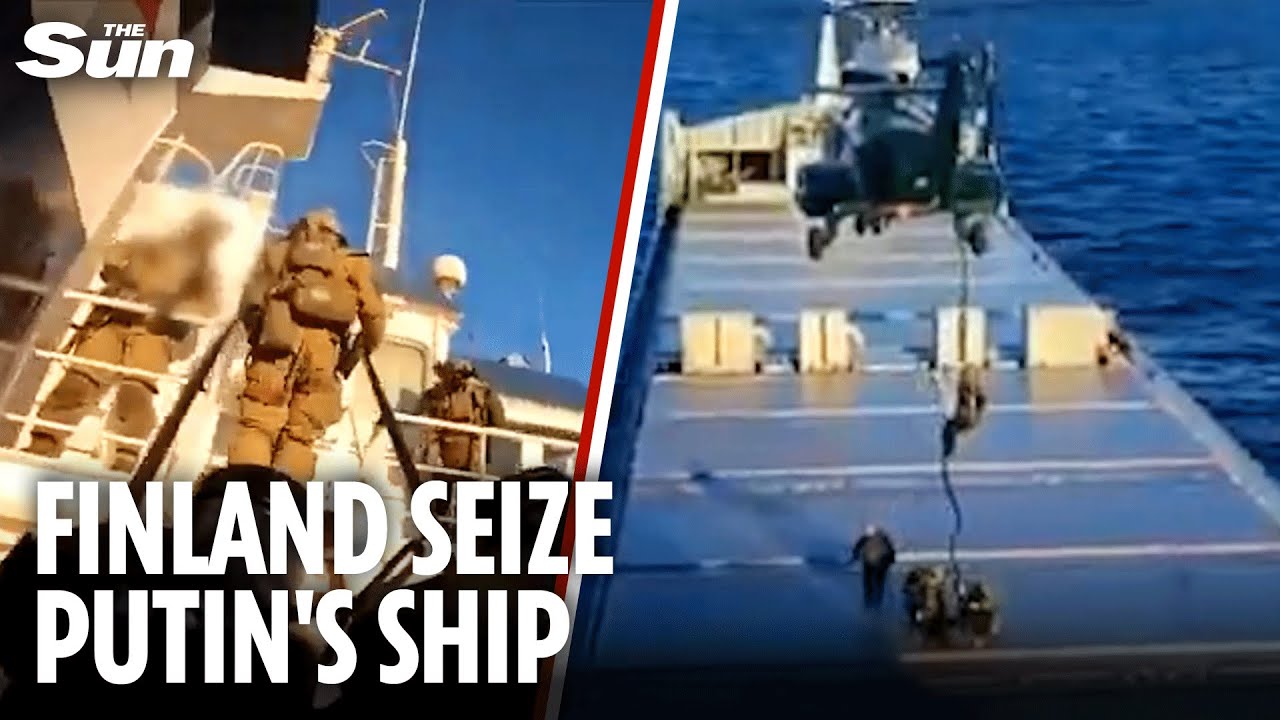 Dramatic moment Finland seize Russian shadow fleet ship 'Fitburg' after Baltic cable sabotage