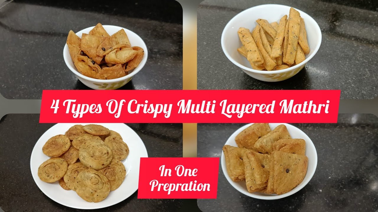 Holi Special Snacks।4 Types Of Mathri In One Prepration। Crispy Multi Layered Mathri। Layered Nimki।