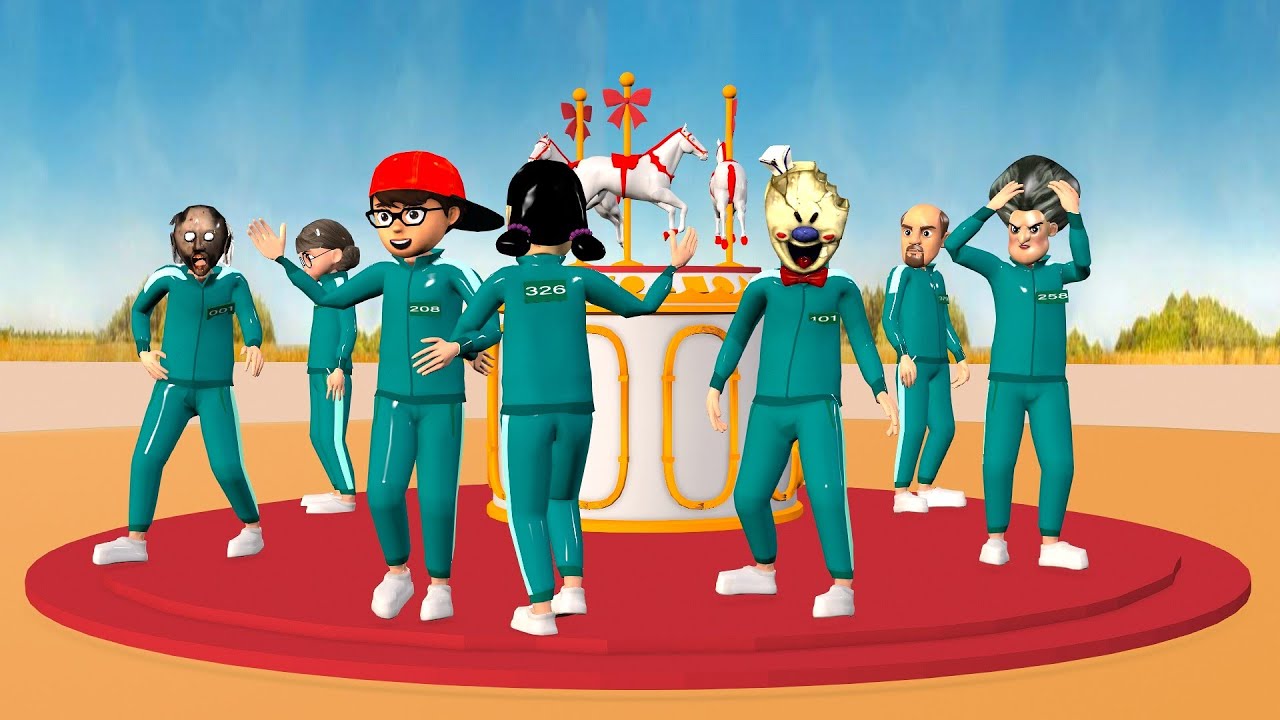 Scary Teacher vs Squid Game 2 Mingle Game Song Round and Round Funny Challenge