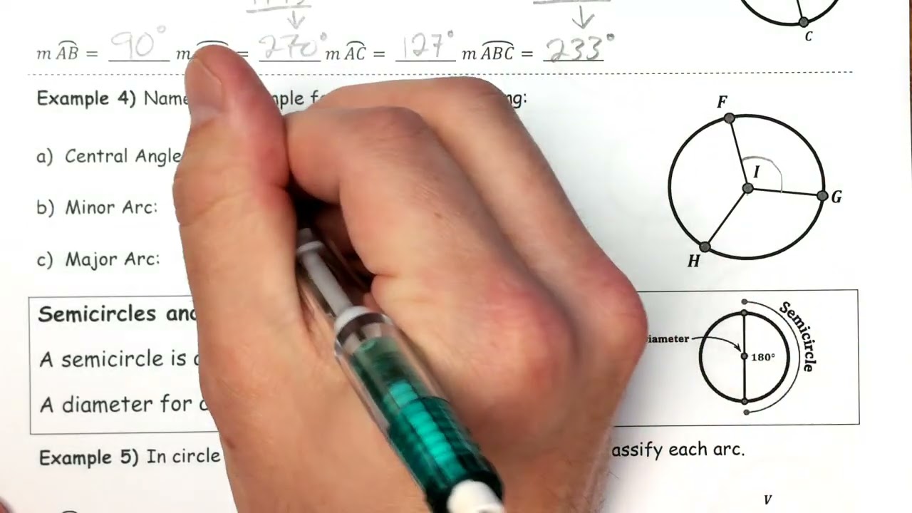 CRHS ACA Geometry - 10.2 Notes - Angles of Circles Day 1