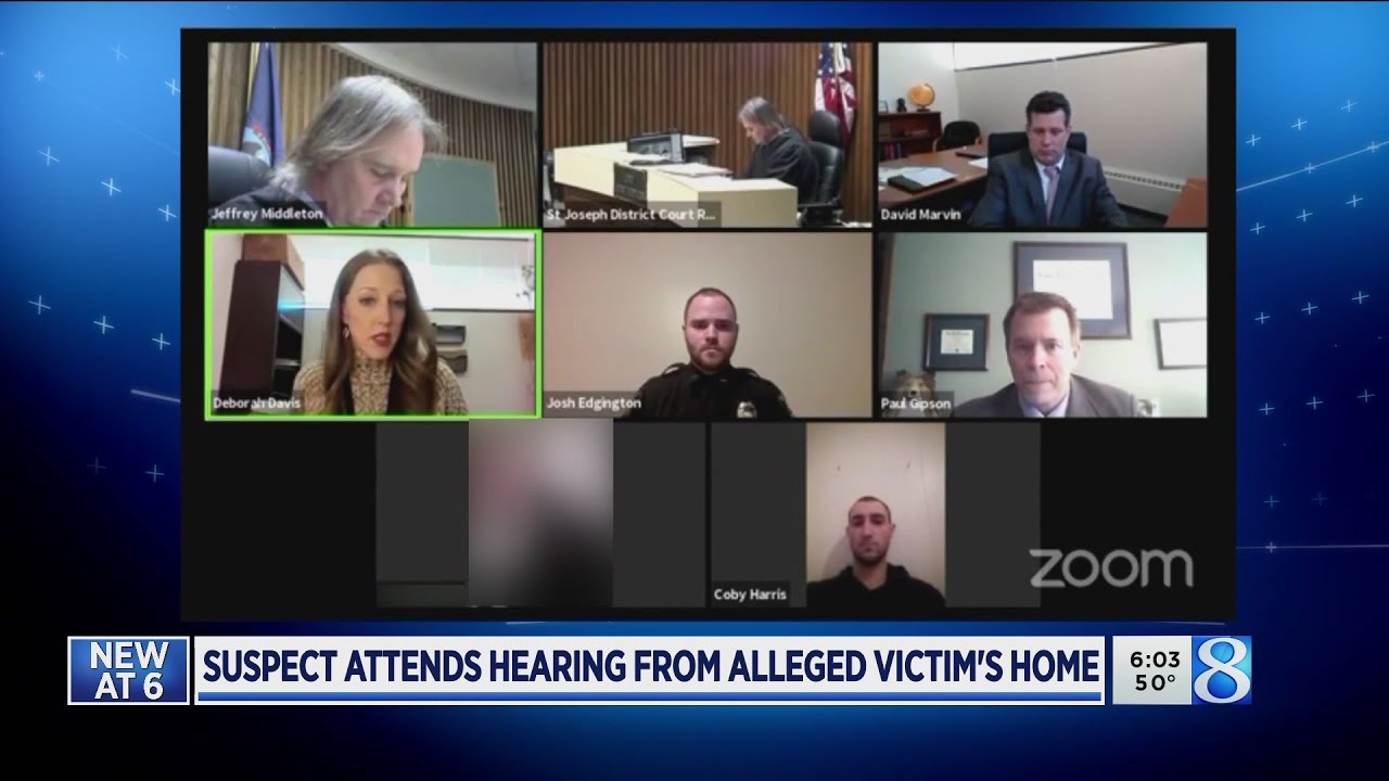 Assault suspect attends virtual hearing from accuser&rsquo;s home