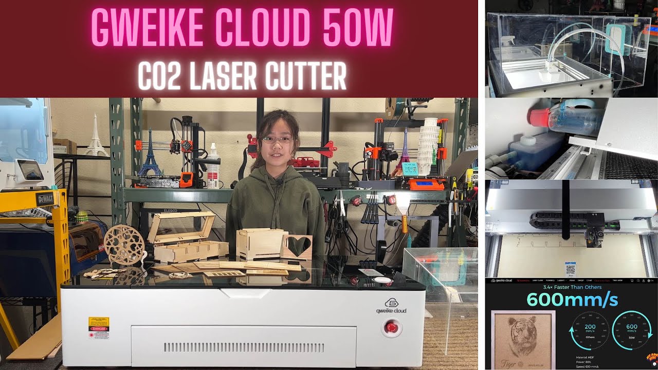 Gweike Cloud 50w CO2 laser cutter and engraver: cutting plywood, 1/2