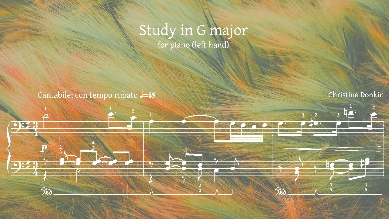 Study in G major for left hand by Christine Donkin (with score)