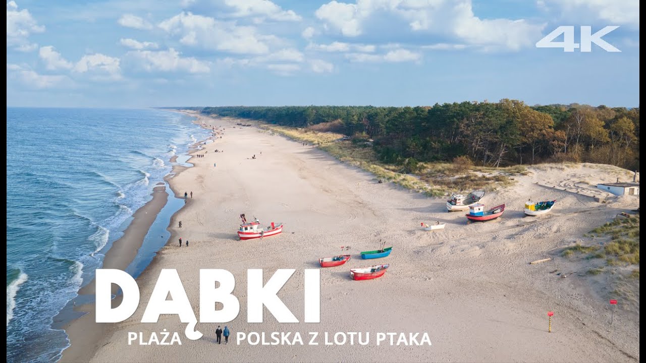 DĄBKI plaża z drona, Polska z lotu ptaka, polskie plaże