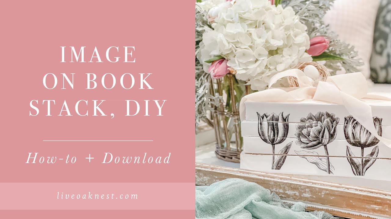 Image On Book Stack, DIY Book Stack, Image Transfer on Books, Decoupage Books Spring Home Decor