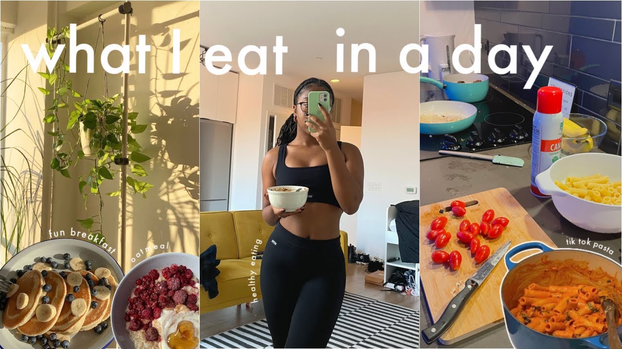 vlog | what I eat in a day as a college student (easy and somewhat healthy meals)