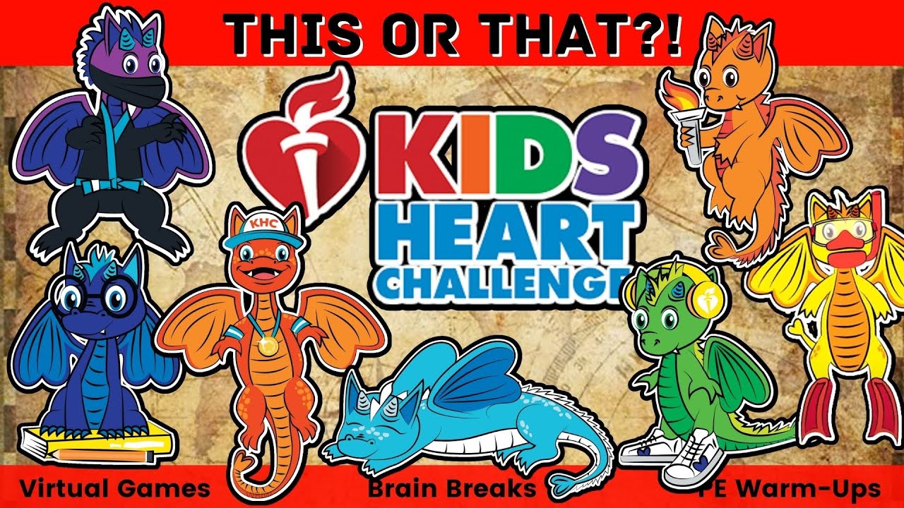 ❤🧡💛 Kids Heart Challenge 💚💙💜 This or That! [Heart Heroes | Brain Break | Virtual PE | KHC 2023]