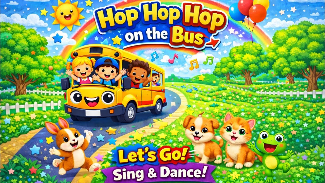 kids for song nursery rhymes| Hop Hop Hop on the Bus 🚌 | Happy Ride Kids poem#foryou#viral#trending