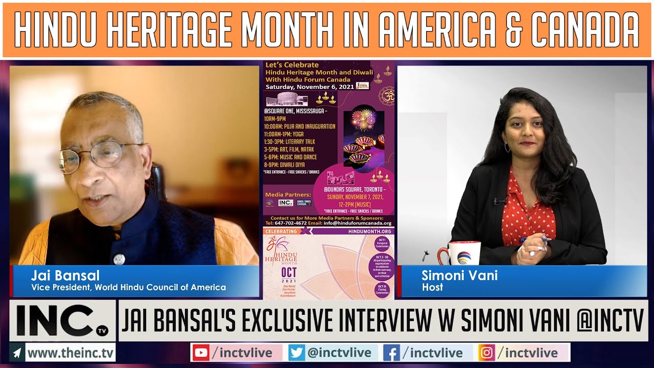 Hindu Heritage Month in America & Canada - Jai Bansal's Exclusive Interview w Simoni Vani @INCTV