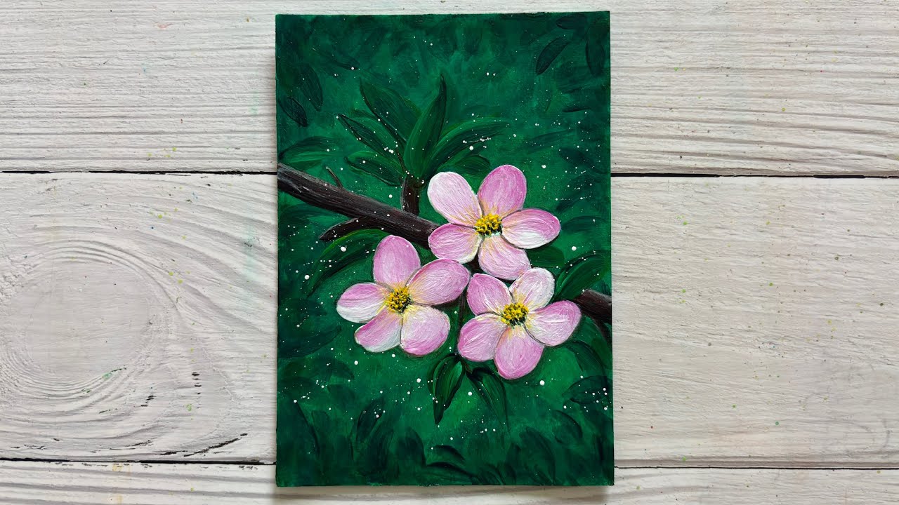 Easy Flower Painting 🌸| Acrylic Painting Step By Step |Nature Painting |Relaxing