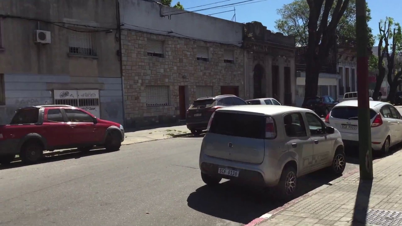 Walking a street in Montevideo Uruguay