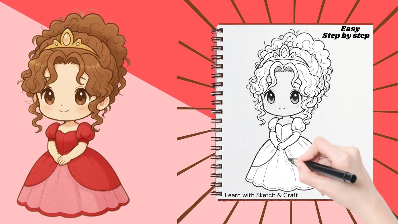 Easy Princess Drawing Step by Step 👑 | Cute Cartoon Princess Drawing for Beginners #PrincessDrawing