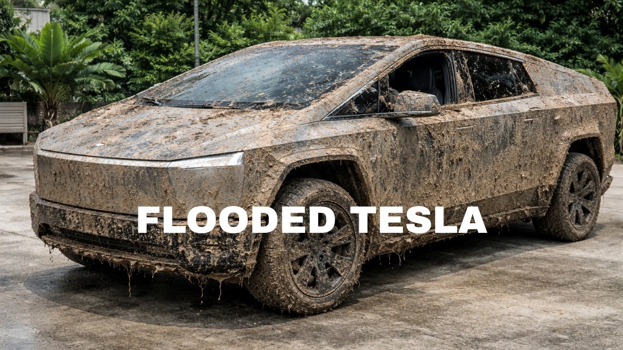 Full Restoration of a Flooded Tesla Cyber Truck (Slip Grey) from Total Disrepair to Looking New
