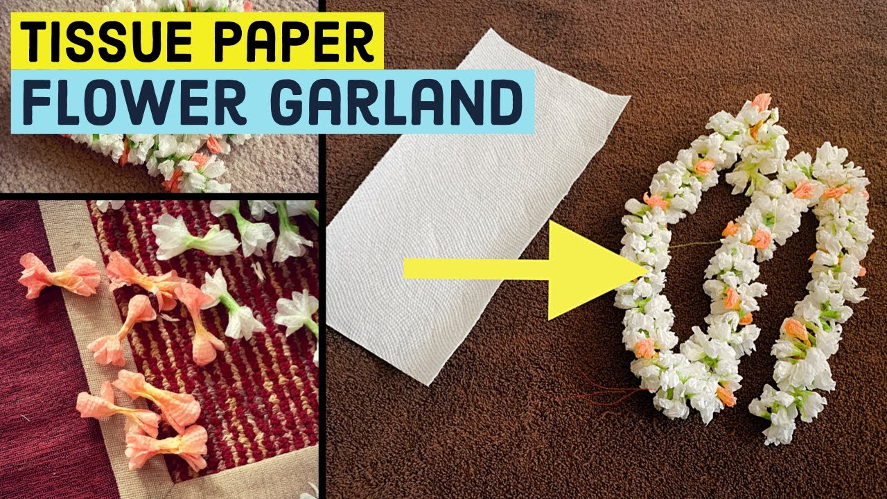 How To Make Tissue Paper Jasmine Flower| Kitchen Tissue Paper Flower Garland(Hara)| DIY Paper Flower