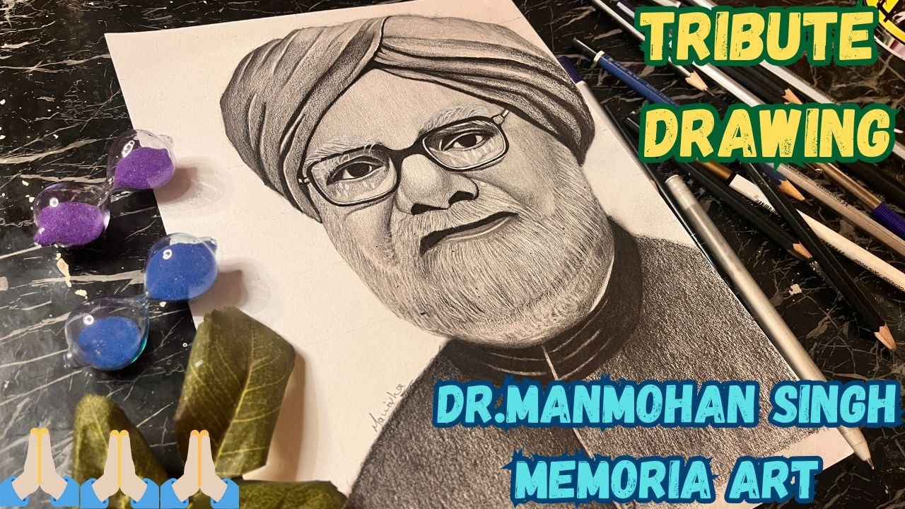 Rip Dr. Manmohan Singh ji, Pencil Drawing Tribute, Dr. Manmohan Singh Memorial Art