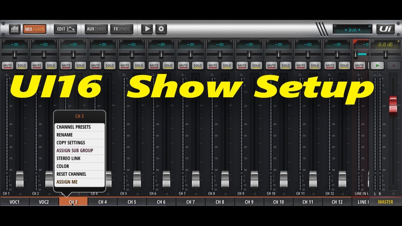 Настройка шоу Soundcraft UI16