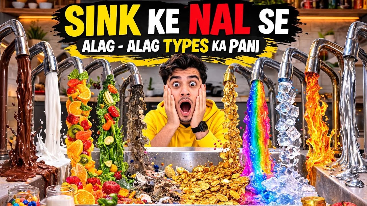 Sink Ke Nal Se Alag-Alag Types Ka Pani! 😱 Fruits, Gold, Fire ? 🔥 #AmazingSink #TalkingObject #viral 
