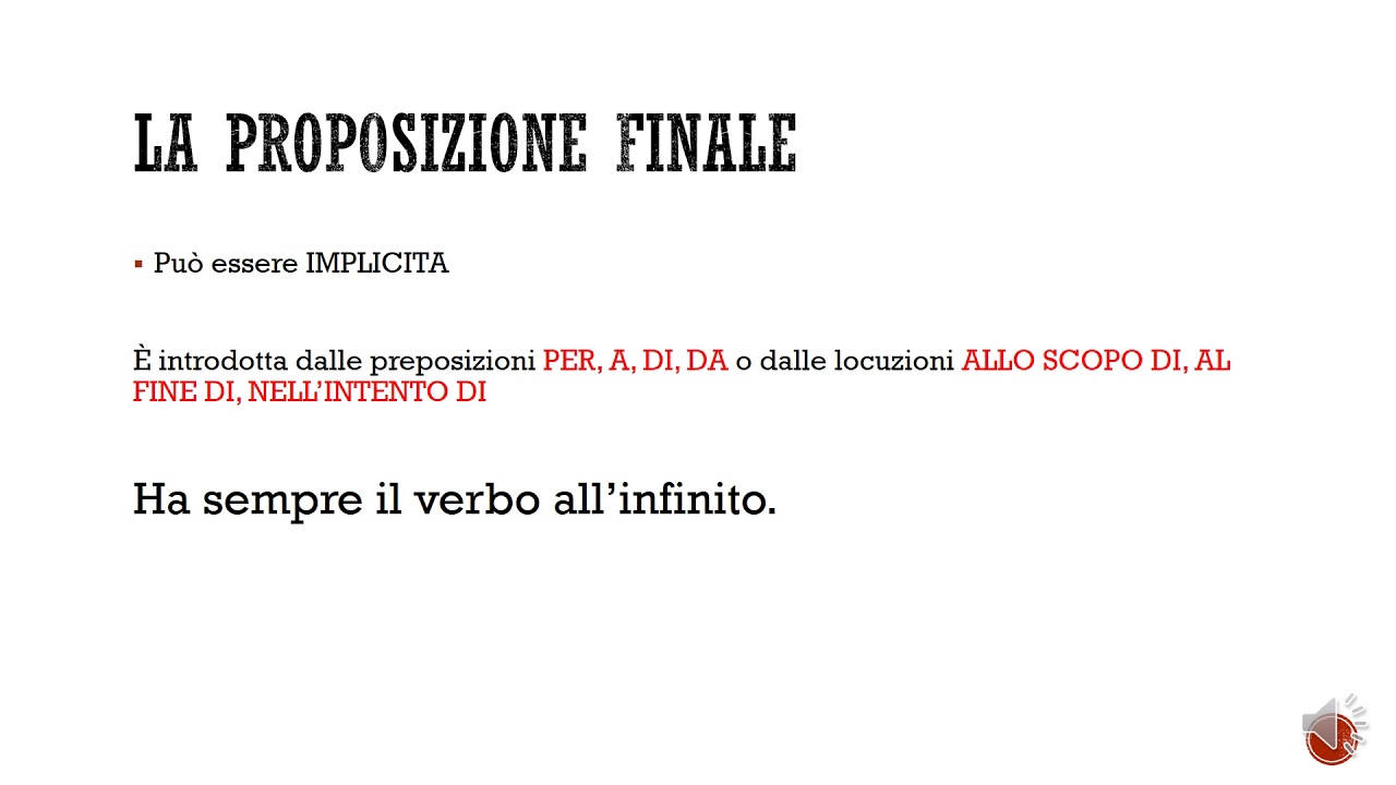 Le subordinate circostanziali. Italiano IV ginnasio