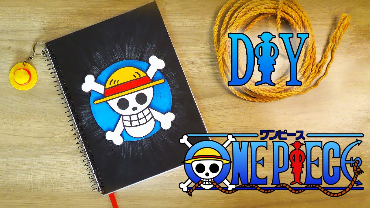 DIY: Como Fazer CADERNO ONE PIECE e Chaveiro Chapéu do Luffy #diyanime