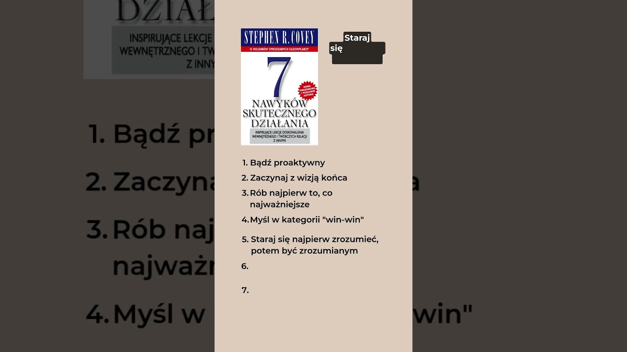 Książka w 2 minuty: 7 nawyk&oacute;w skutecznego działania. Autor: Stephen R. Covey