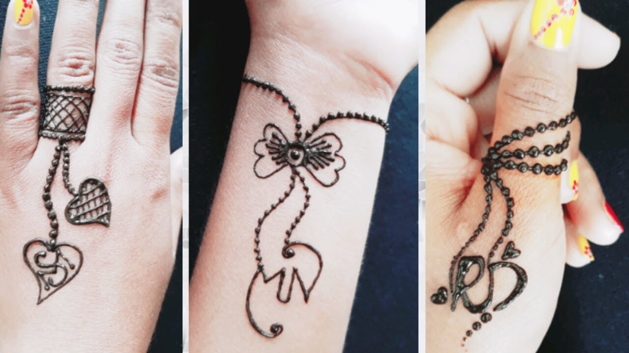M❤N| S❤M|R❤D|| Couple alphabet jewellery mehndi design