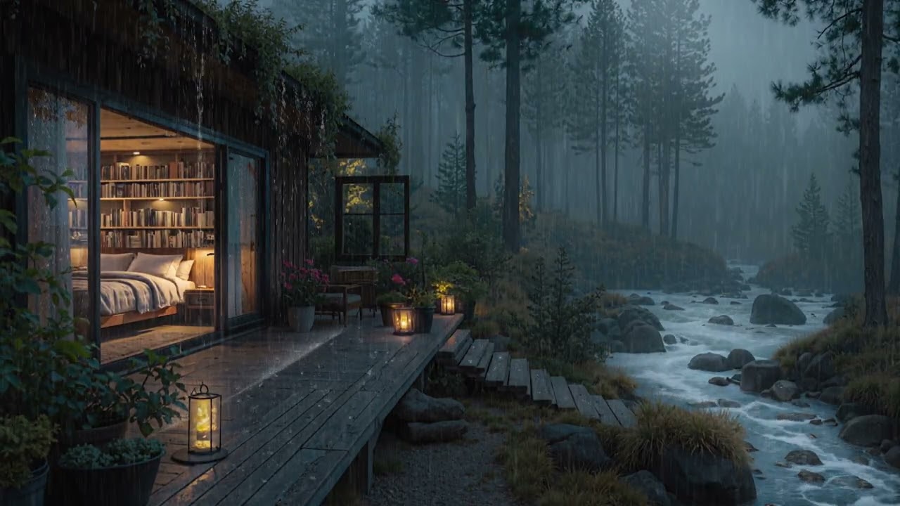 🌲 4K Rainfall on Cabin Roof | Fall Asleep Effortlessly Within Minutes