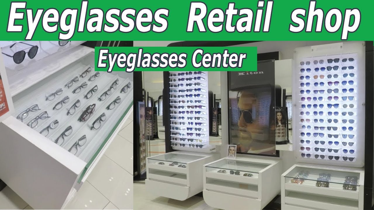 Eyeglasses retail shop. Eyeglass store. Interior shop design, optical clinic.