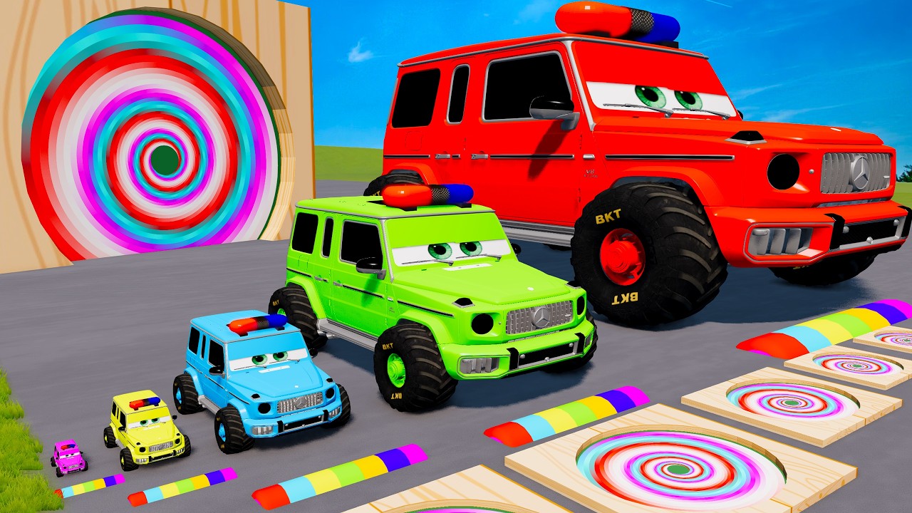 Big & Small Long McQueen Vizor with Train Thomas - Funny Cars vs Deep Lava - BeamNG.drive