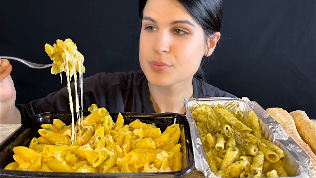 CHEESE & PESTO PENNE PASTA | MUKBANG | ASMR