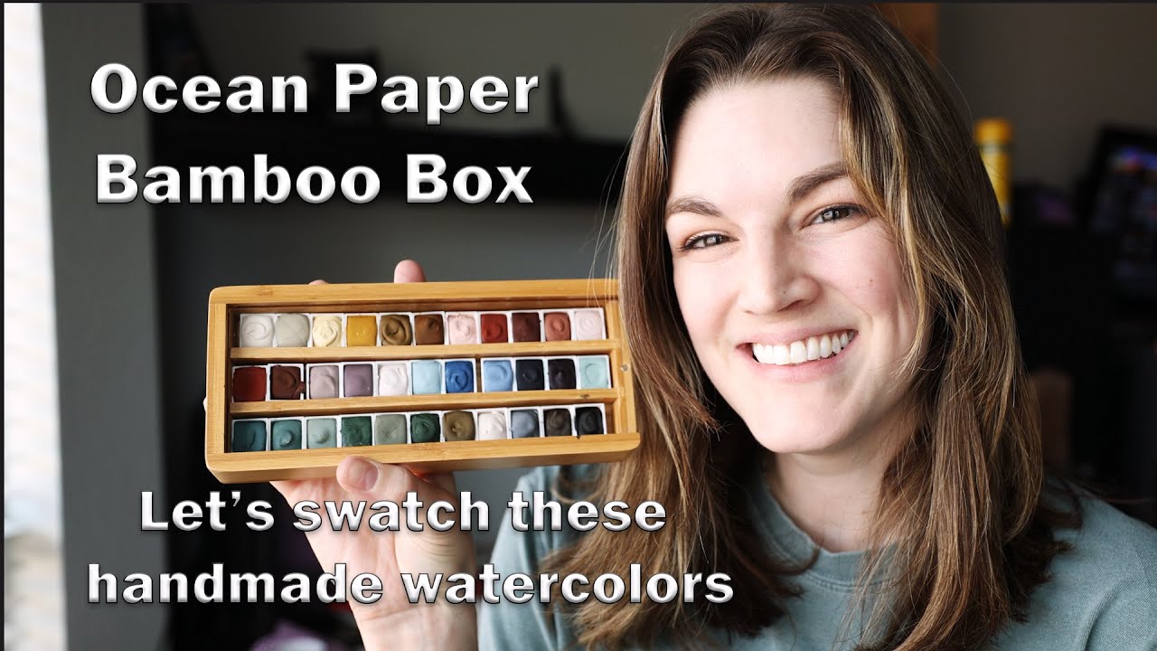 OCEAN PAPER Handmade Watercolors! - Let's swatch the Bamboo Paintbox from Ocean Paper Paints