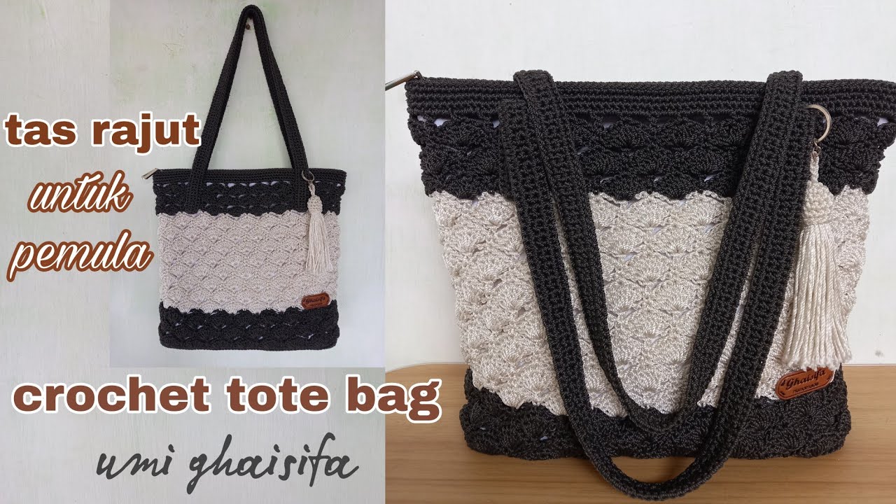 Cara Membuat Tas Rajut Tote Motif Kipas Untuk Pemula Mudah dan Simple || Crochet Tote Bag Tutorial