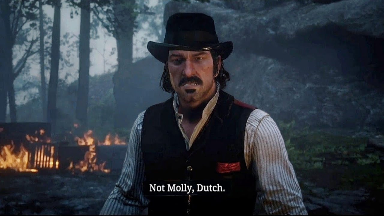 Dutch's face when he realized Molly wasn't the rat