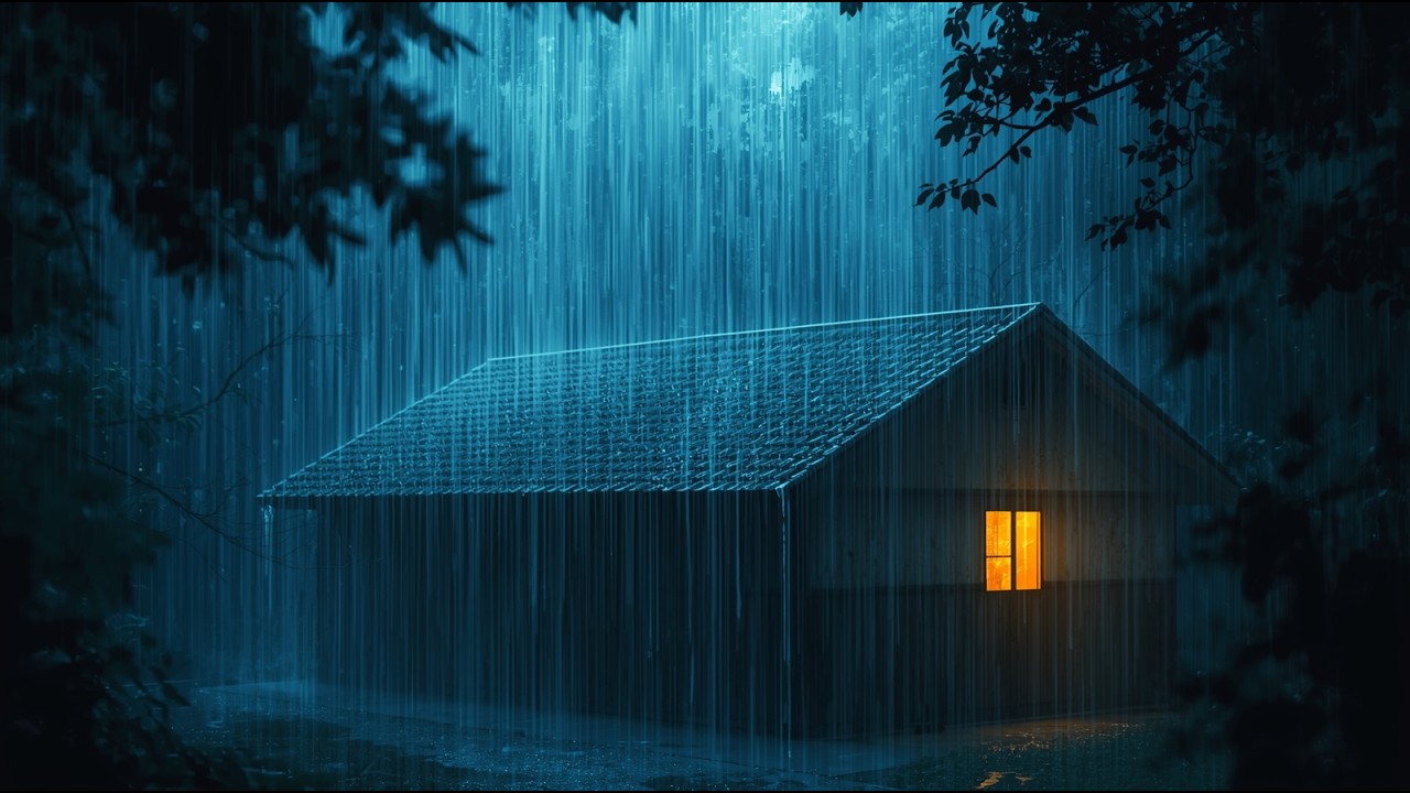 Heavy Rain on Metal Roof with Thunderstorm Sounds for Deep Sleep All Night